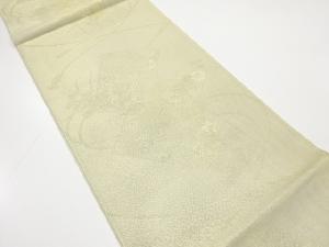 正絹　紗　色紙に菊・桔梗・萩模様織り出し　夏用袋帯